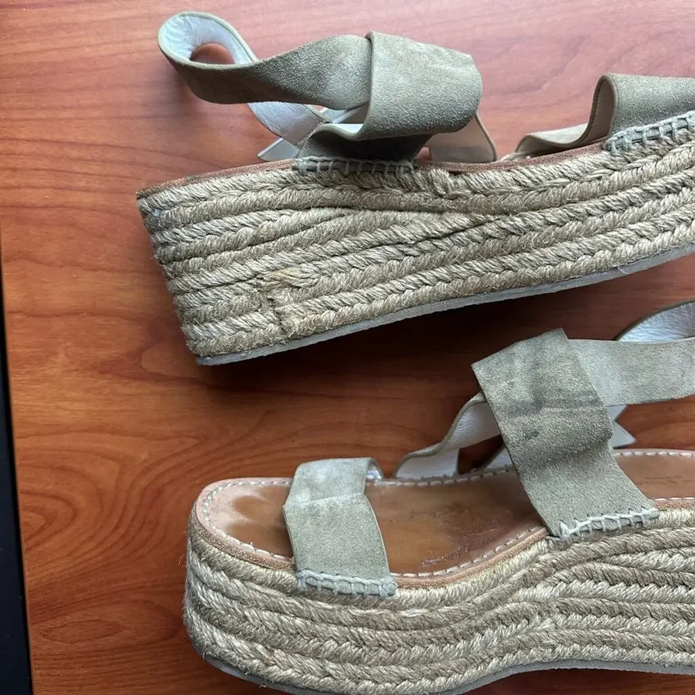 Rag & Bone August Espadrille - Suede Leather Platform‎ Sandal Light Sand 39 9